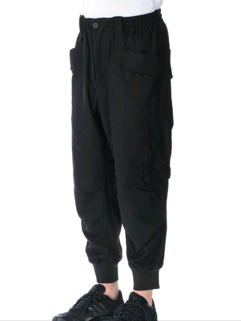 Yohji Yamamoto Y-3 Tech Pants, Size Medium, Wool Joggers, Black
